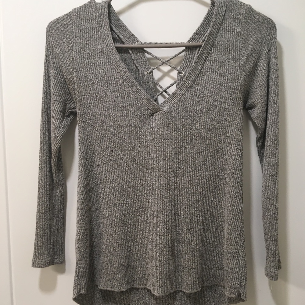 Grey Shirt with Back Straps Detail